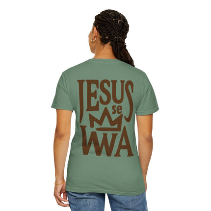 Jezi se Wa Jesus is King Unisex Garment-Dyed T-Shirt Haitian Faith & Culture Series, Vintage Style Tee Haitian Street Vibes Graphic on Back