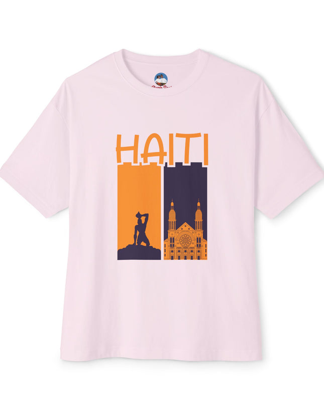 Faith & Resistance — Haiti Oversized Graphic Tee | Marron + Cathedral Design, Revolutionary Heritage Shirt, Unisex Boxy Top