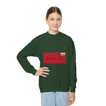 Haiti Pride Youth Crewneck Sweatshirt Cozy Kids Pullover Haitian Heritage Month Unisex Comfortable Sweatshirt