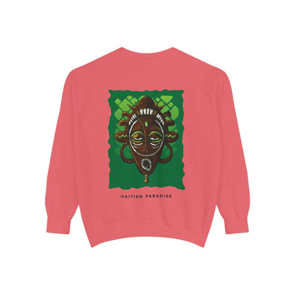 Haitian Paradise Guardian Sweatshirt Afro-Haitian Art-Inspired Design Unisex Cultural Streetwear, Cozy Layer for All Seasons