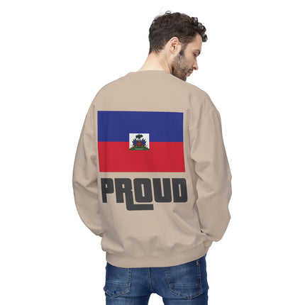 Proud Haitian Flag Street Style Crewneck Sweatshirt Unisex Midweight Fleece Cultural Pride & Heritage Apparel