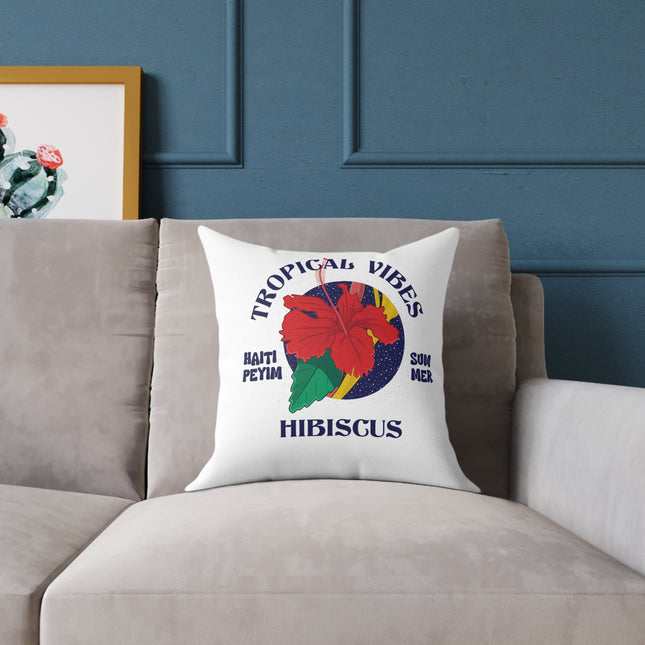 Tropical Vibes Hibiscus Pillow Limited Summer Drop Haiti Island Style - CreoleSizzle