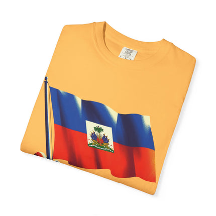 The Unbreakable Standard Haitian Flag Raised High T-Shirt Heritage Pride Collection Unisex Garment-Dyed T-Shirt,