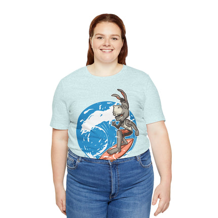 Playful surfing donkey character with tropical personality Bold ocean wave artwork with bright beach energy Funny open ended phrase that creates conversation Perfect for beach lovers, vacation outfits...