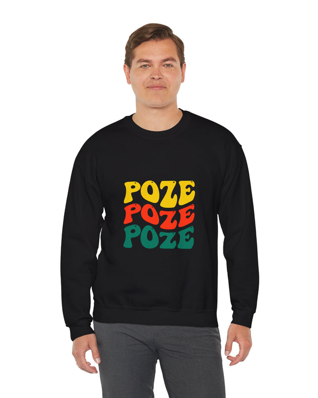 Relaxed Fit Poze Poze Poze Sweatshirt Embrace the Chill with Haitian Cultural Flair - CreoleSizzle