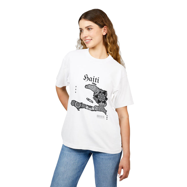 Haiti Map Mandala Heavy Tee – Celebrate Haitian Culture | Durable and Stylish Unisex Urban Heavy Tee - CreoleSizzle