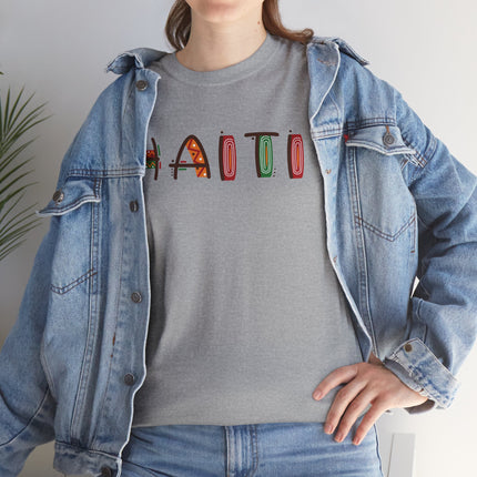 Haiti in Color Limited Heritage Drop Tee Artistic Creole Typography - CreoleSizzle