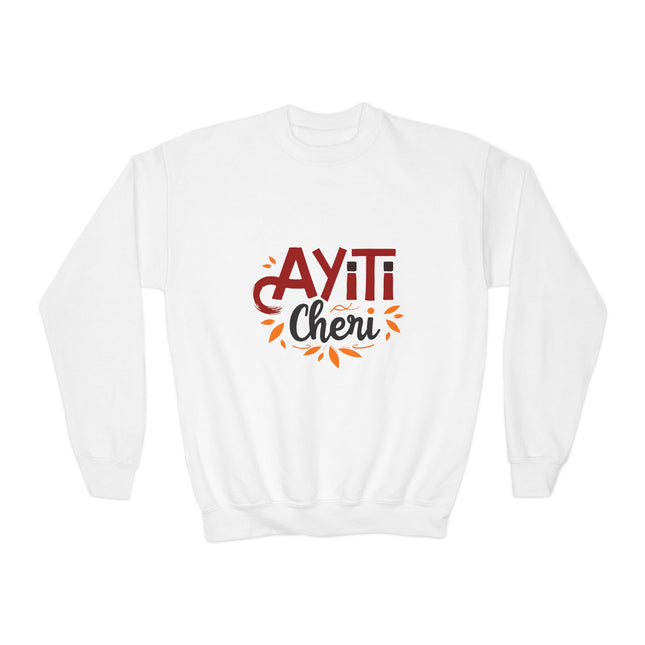 Ayiti Chéri Youth Crewneck Sweatshirt “Sweet Haiti” Graphic | Cozy Kids Pullover Cultural Heritage Apparel Birthday & Holiday Gift