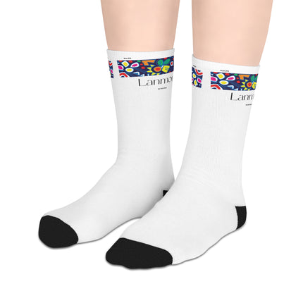 Lanmou Limited Heritage Crew Mid Length Socks Creole Love Design with Haitian Textile Motifs