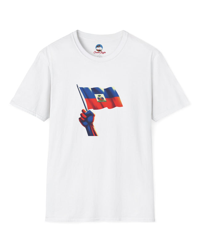 Flag Raised, Fist High — Haitian Pride Sweatshirt | Revolutionary Symbol Apparel, Heritage Crewneck, Black Empowerment Unisex T-Shirt