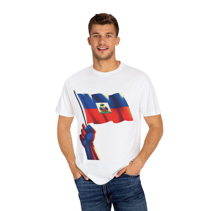 The Unbreakable Standard Haitian Flag Raised High T-Shirt Heritage Pride Collection Unisex Garment-Dyed T-Shirt,