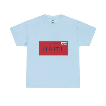 Haiti Postage Stamp Tee  Red & Black Seal of Origin Design Unisex Cultural Pride Shirt, Diaspora Connection & Streetwear Style