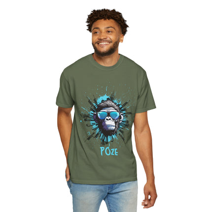 Poze Graphic T-Shirt Relaxed Fit Comfort Colors Tee Cool Haitian Monkey Design Shirt Unisex Garment-Dyed T-shirt - CreoleSizzle