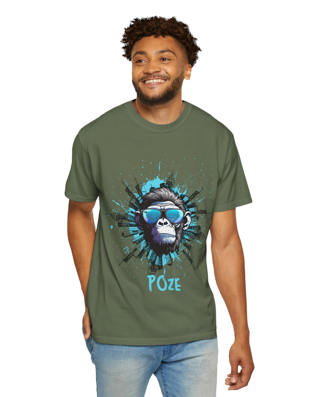 Poze Graphic T-Shirt Relaxed Fit Comfort Colors Tee Cool Haitian Monkey Design Shirt Unisex Garment-Dyed T-shirt - CreoleSizzle