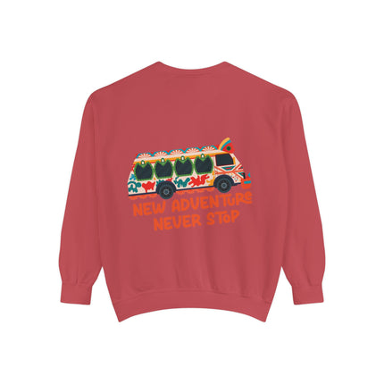 New Adventure Never Stop Tap-Tap Travel Sweatshirt Haitian Culture Series Unisex Premium Crewneck Haitian Street Vibes Graphic on Back