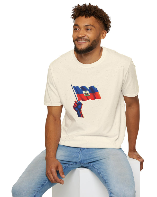 Flag Raised, Fist High — Haitian Pride Sweatshirt | Revolutionary Symbol Apparel, Heritage Crewneck, Black Empowerment Unisex T-Shirt