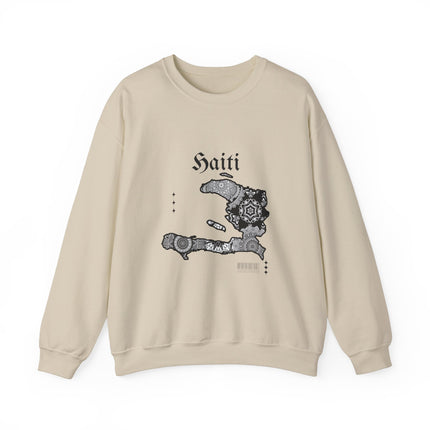 Haiti Map Sweatshirt - Mandala Island Design - Haitian Pride Apparel - Caribbean Cultural Heritage Pullover - Unisex Hoodie - CreoleSizzle