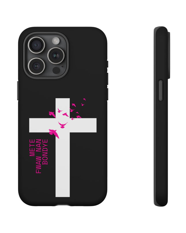 Mete Fwa W Nan Bondye Phone Case – Haitian Gospel Cross Design – Faith-Based Christian Cover - CreoleSizzle