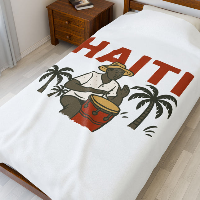 Haiti Agricultural Roots Plush Blanket Tropical Heritage Design Honoring the Land & People - CreoleSizzle