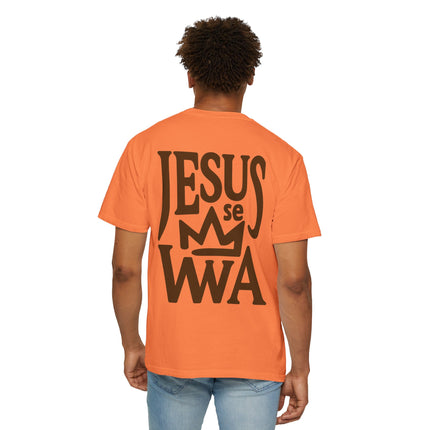 Jezi se Wa Jesus is King Unisex Garment-Dyed T-Shirt Haitian Faith & Culture Series, Vintage Style Tee Haitian Street Vibes Graphic on Back