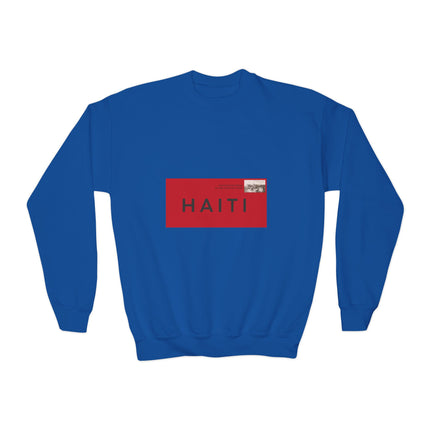 Haiti Pride Youth Crewneck Sweatshirt Cozy Kids Pullover Haitian Heritage Month Unisex Comfortable Sweatshirt
