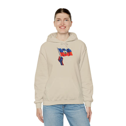 Haitian Pride Unisex Hoodie Heavy Blend Sweatshirt with Raised Flag Graphic Cultural Apparel for Heritage, Activists & Everyday Comfort