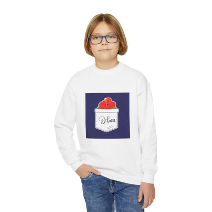 Haiti Hibiscus Youth Crewneck Sweatshirt Cozy Floral Haitian Pride Pullover Unisex Kids Spring Fashion Cultural Heritage Design