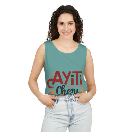 Ayiti Chéri Tank Top Haitian Heritage Unisex Summer Shirt Cultural Festival Wear Caribbean Pride Vacation Outfit