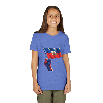 Haitian Flag Youth T-Shirt Patriotic Kids Graphic Tee Cultural Heritage Apparel Haiti Pride Celebration Shirt