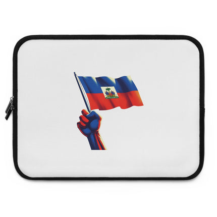 Haitian Flag Fist Premium Laptop Sleeve Symbol of Resistance Identity and Pride - CreoleSizzle