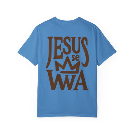 Jezi se Wa Jesus is King Unisex Garment-Dyed T-Shirt Haitian Faith & Culture Series, Vintage Style Tee Haitian Street Vibes Graphic on Back