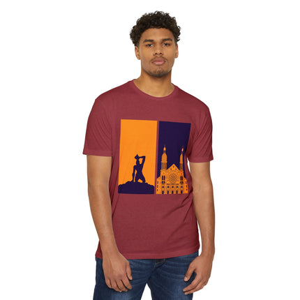The Dual Heritage Tee Marron & Cathedral Reflection Haitian Identity Series Unisex CVC Jersey T-Shirt
