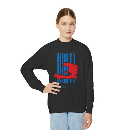 Bold Identity Haiti Youth Crewneck Sweatshirt Haitian Pride Series Youth Premium Crewneck Casual Fashion, Gift for Teens