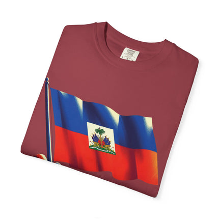 The Unbreakable Standard Haitian Flag Raised High T-Shirt Heritage Pride Collection Unisex Garment-Dyed T-Shirt,