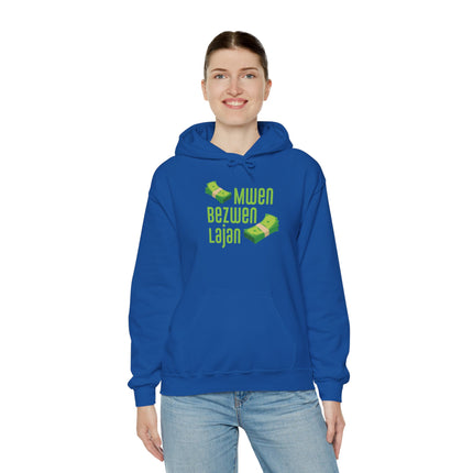Mwen Bezwen Lajan Hoodie Haitian Hustle Streetwear Money Vibes Collection Unisex Heavy Blend™ Hooded Sweatshirt