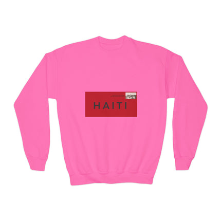 Haiti Pride Youth Crewneck Sweatshirt Cozy Kids Pullover Haitian Heritage Month Unisex Comfortable Sweatshirt