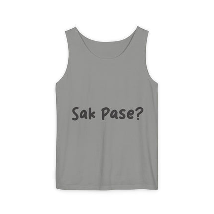 Sak Pasé? Tank Top Creole Heritage Collection Unisex Garment-Dyed Summer Essential, Gift for Friends, Outdoor Activities