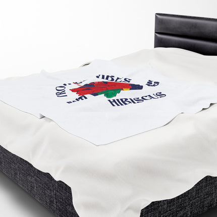 Tropical Vibes Hibiscus Premium Plush Blanket Caribbean Summer Haitian Coastal Spirit - CreoleSizzle
