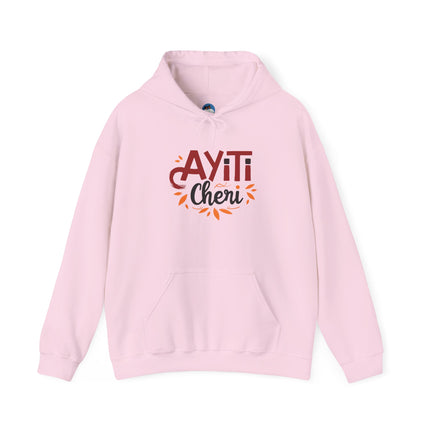Ayiti Chéri Hoodie Haitian Pride Hooded Sweatshirt, Unisex Cozy Pullover with Cultural Typography, Heritage & Carnival-Inspired Apparel