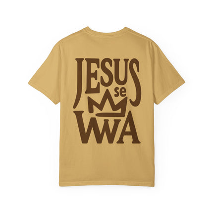 Jezi se Wa Jesus is King Unisex Garment-Dyed T-Shirt Haitian Faith & Culture Series, Vintage Style Tee Haitian Street Vibes Graphic on Back