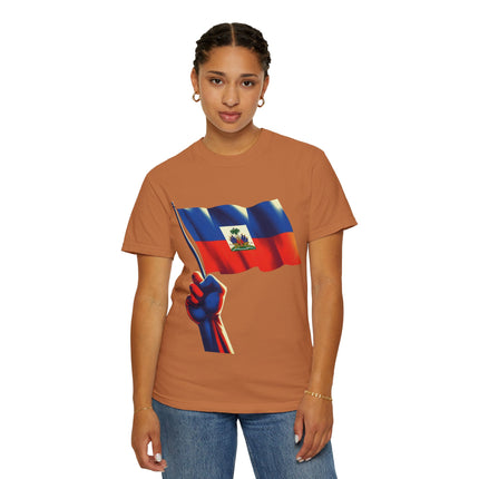 The Unbreakable Standard Haitian Flag Raised High T-Shirt Heritage Pride Collection Unisex Garment-Dyed T-Shirt,
