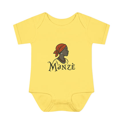 Manzè Infant Bodysuit Haitian Heritage Baby Onesie Empowering Creole Design Premium Infant Apparel