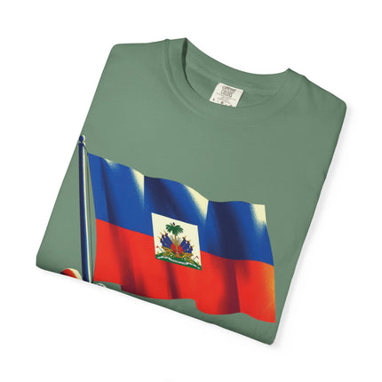 The Unbreakable Standard Haitian Flag Raised High T-Shirt Heritage Pride Collection Unisex Garment-Dyed T-Shirt,