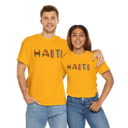 Haiti in Color Limited Heritage Drop Tee Artistic Creole Typography - CreoleSizzle
