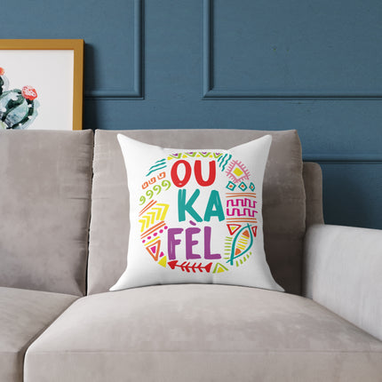 Ou Ka Fè’l Motivational Creole Pillow Haitian Affirmation Art Bright Diaspora Design - CreoleSizzle