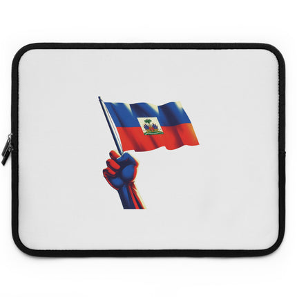 Haitian Flag Fist Premium Laptop Sleeve Symbol of Resistance Identity and Pride - CreoleSizzle
