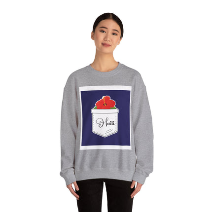 Haiti with Hibiscus Tropical Identity Sweatshirt Creole Heritage Series Unisex Premium Crewneck