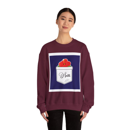 Haiti with Hibiscus Tropical Identity Sweatshirt Creole Heritage Series Unisex Premium Crewneck