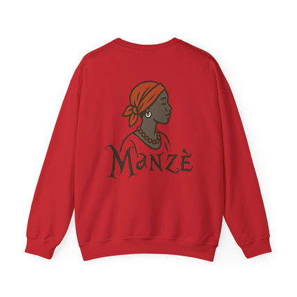 Manzè Empowered Haitian Women Crewneck Sweatshirt Unisex Midweight Fleece Black Culture & Heritage Apparel