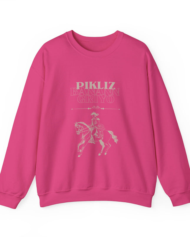 Pikliz Banann Griyo Haitian Cuisine Inspired Cultural Graphic Shirt Sweatshirt Haitian Creole Humor Cozy & Bold Design Bold Haitian Pride Shirt for Cultural Heritage - CreoleSizzle